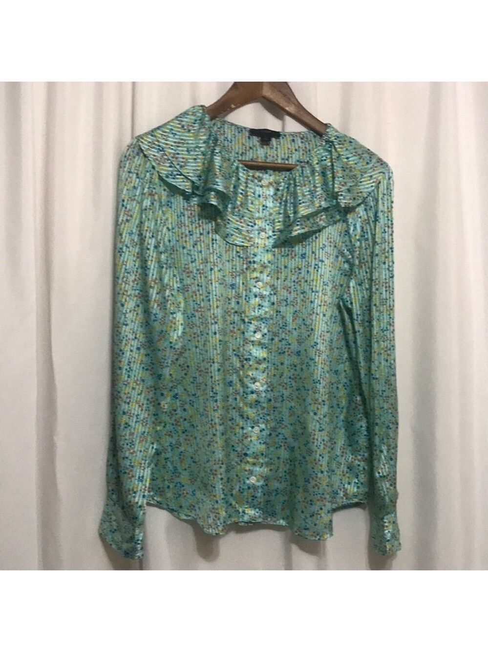 NWOT J. Crew Ruffle Collar Top Sz Large - Picture 3 of 10